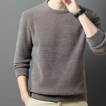Men's Chunky Knit Letter Sweater with Fleece Lining.