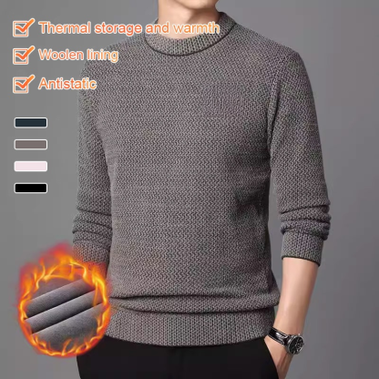 Men's Chunky Knit Letter Sweater with Fleece Lining.