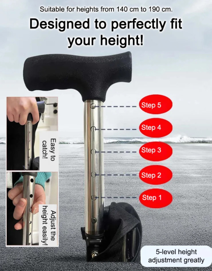 [3 colors optional] Retractable non-slip hiking cane chair