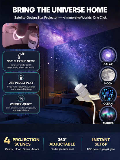 Dual-Mode Projection Night Light [Starry Sky & Ocean]