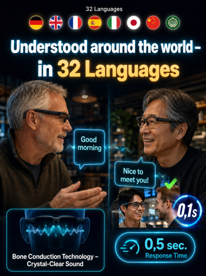Smart Zoom Color-Changing Solar Real-Time AI Translation Glasses