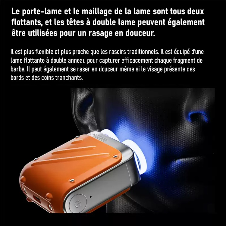 Petit rasoir à lame magnétique suspendue en acier, design de canon.