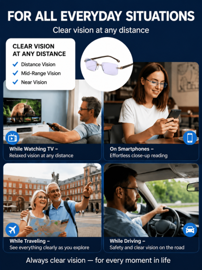 0.01s Auto-Focus Progressive Glasses +1.00~+7.00D Stepless for Reading & Driving
