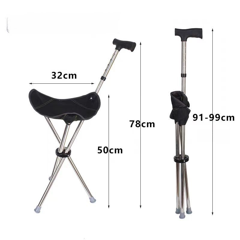 [3 colors optional] Retractable non-slip hiking cane chair