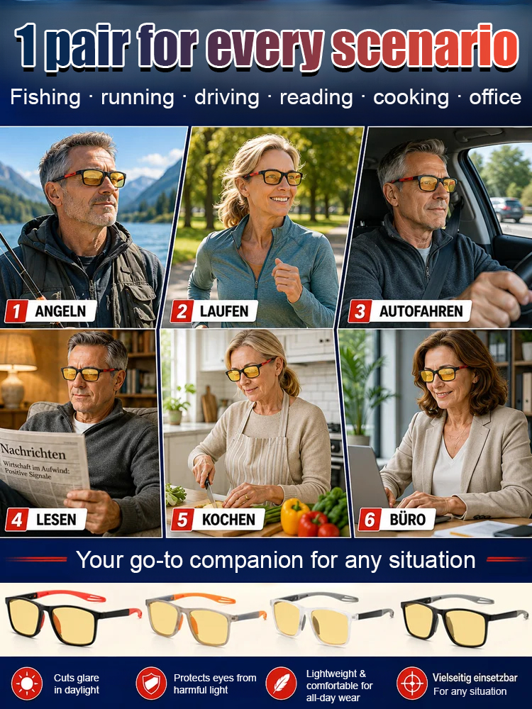 🕶️ Stop Switching Glasses! Smart Zoom Photosensitive Eyewear – Read, Drive & Protect in One Pair