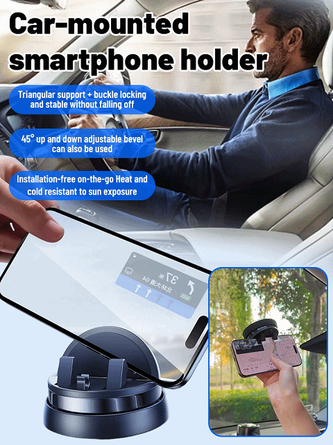 【No fear of bumpy roads and emergency braking】Smartphone Holder 🔥Automatic adsorption and 360-degree adjustment, as firm as if welded on!