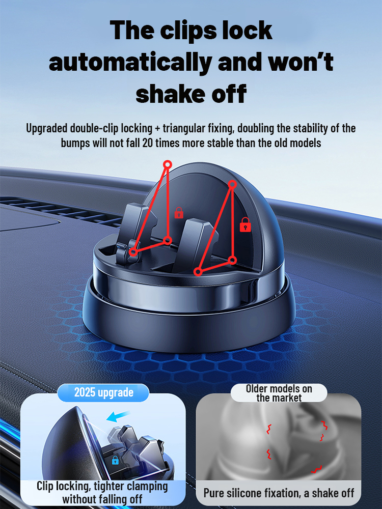 【No fear of bumpy roads and emergency braking】Smartphone Holder 🔥Automatic adsorption and 360-degree adjustment, as firm as if welded on!