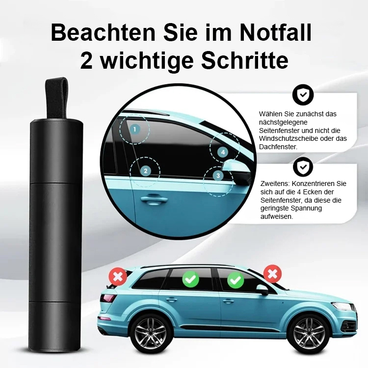 2-in-1 Auto-Notsicherheitshammer: Glasbrecher & Sicherheitsgurtschneider
