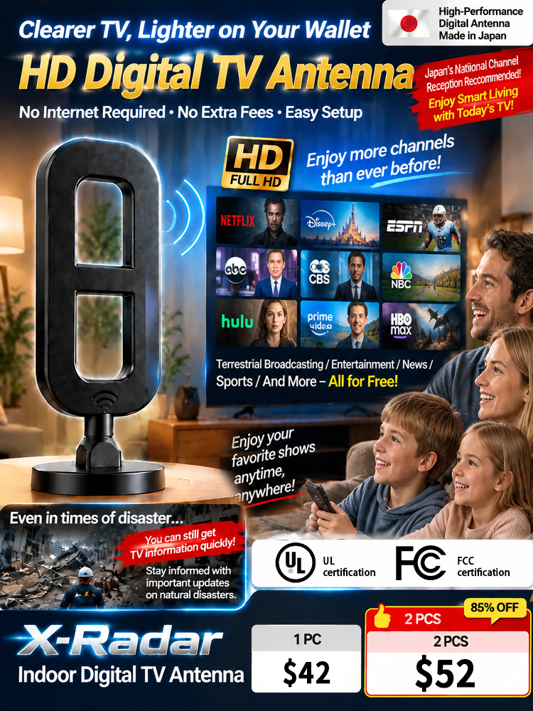 📺 X-Radar HD Antenna | 1000+ Free Channels for Life