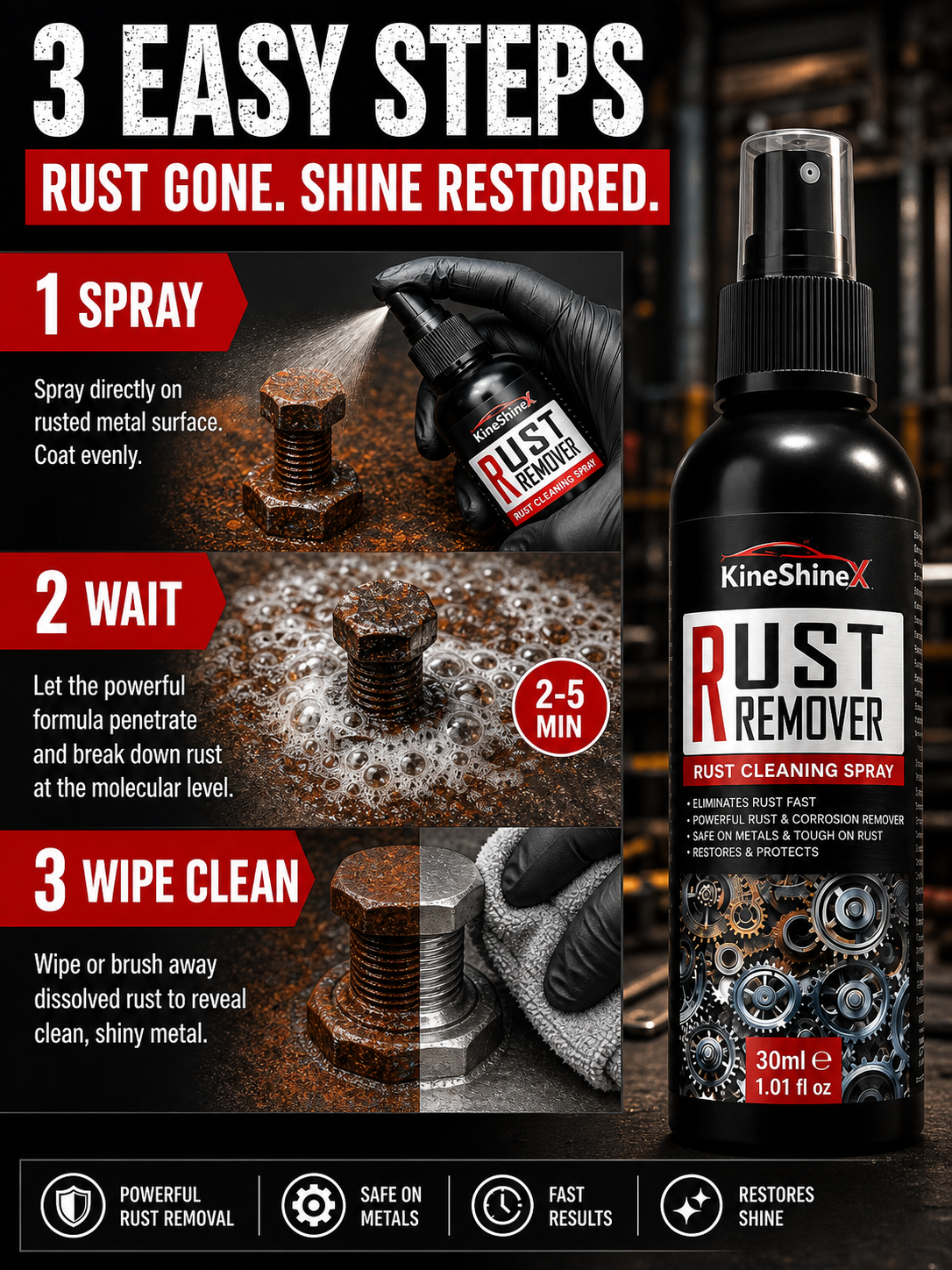 Powerful Rust Remover Spray [Removes Rust in Three Seconds]