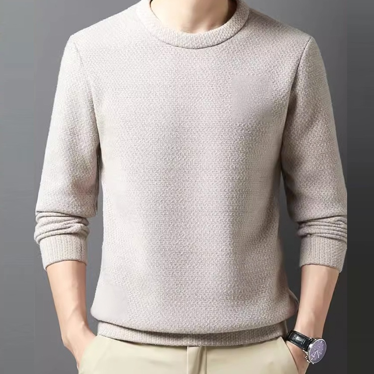 Men's Chunky Knit Letter Sweater with Fleece Lining.