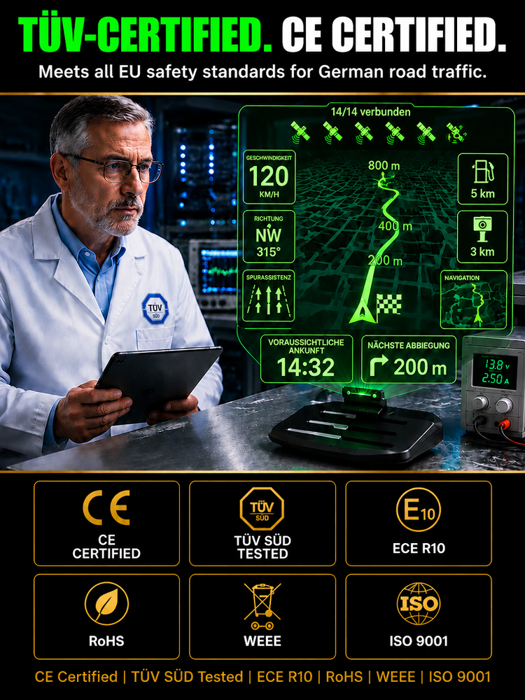 🚗 【Smart In-Car HUD Co-Pilot】Works on Sedans, SUVs, Pickups, RVs, and More!