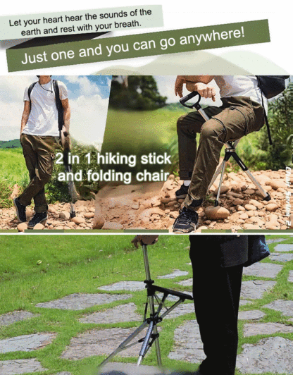 [3 colors optional] Retractable non-slip hiking cane chair