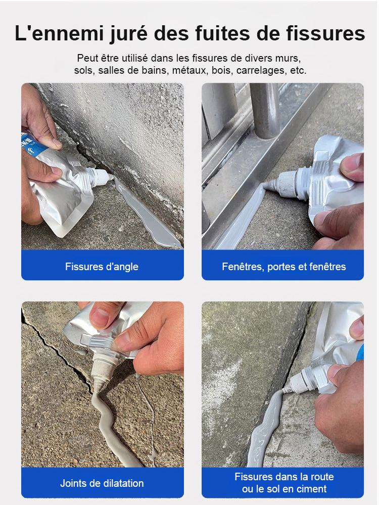 【10 secondes de séchage rapide】Colle de réparation de fissures pour toiture et sol.