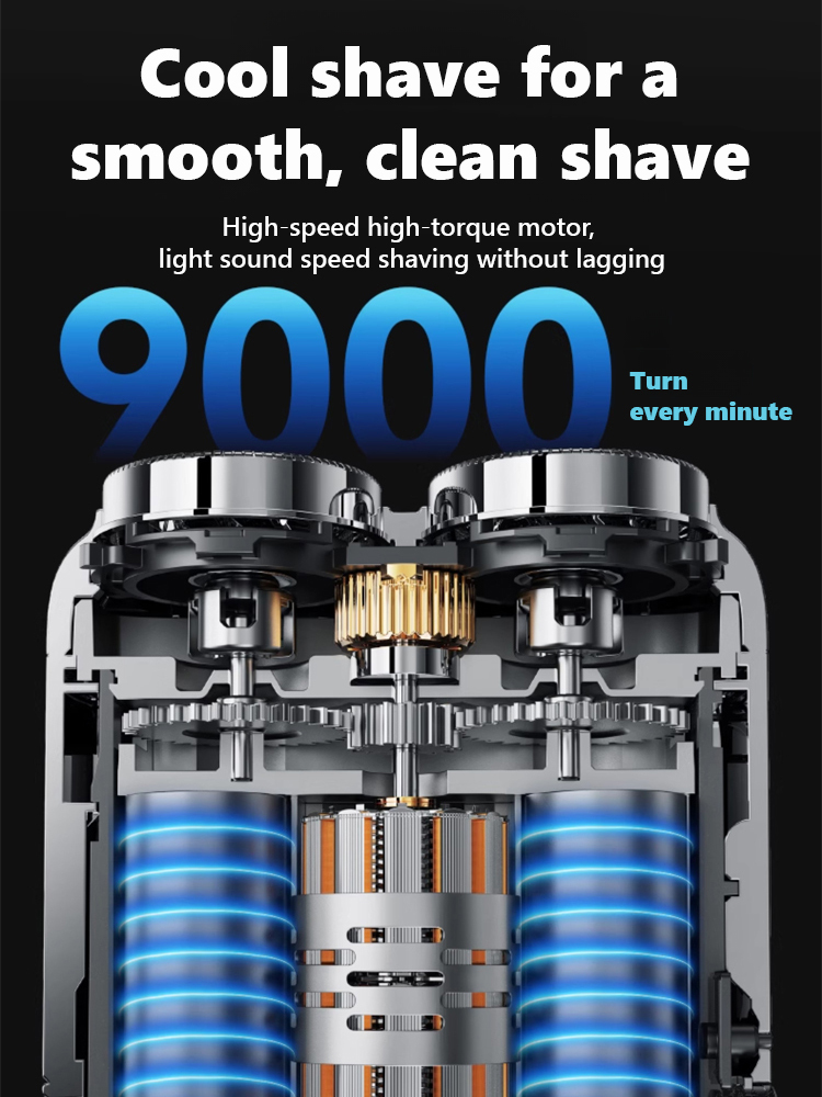 Next-generation portable rotary dual-ring electric shaver.