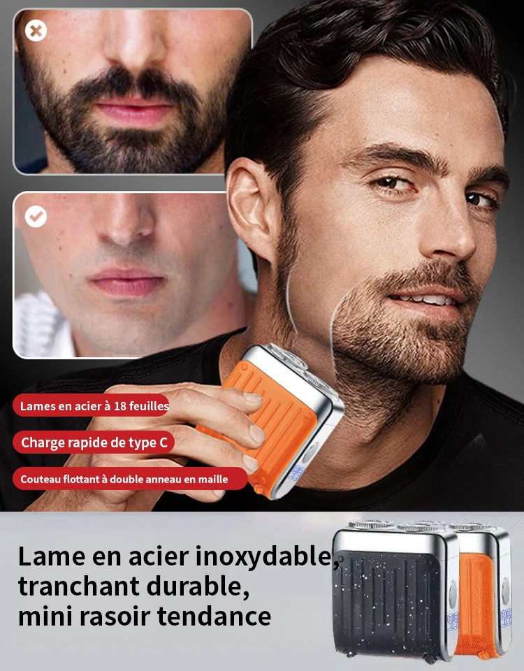 Petit rasoir à lame magnétique suspendue en acier, design de canon.