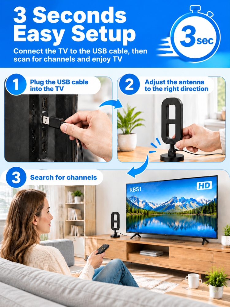 📺 X-Radar HD Antenna | 1000+ Free Channels for Life