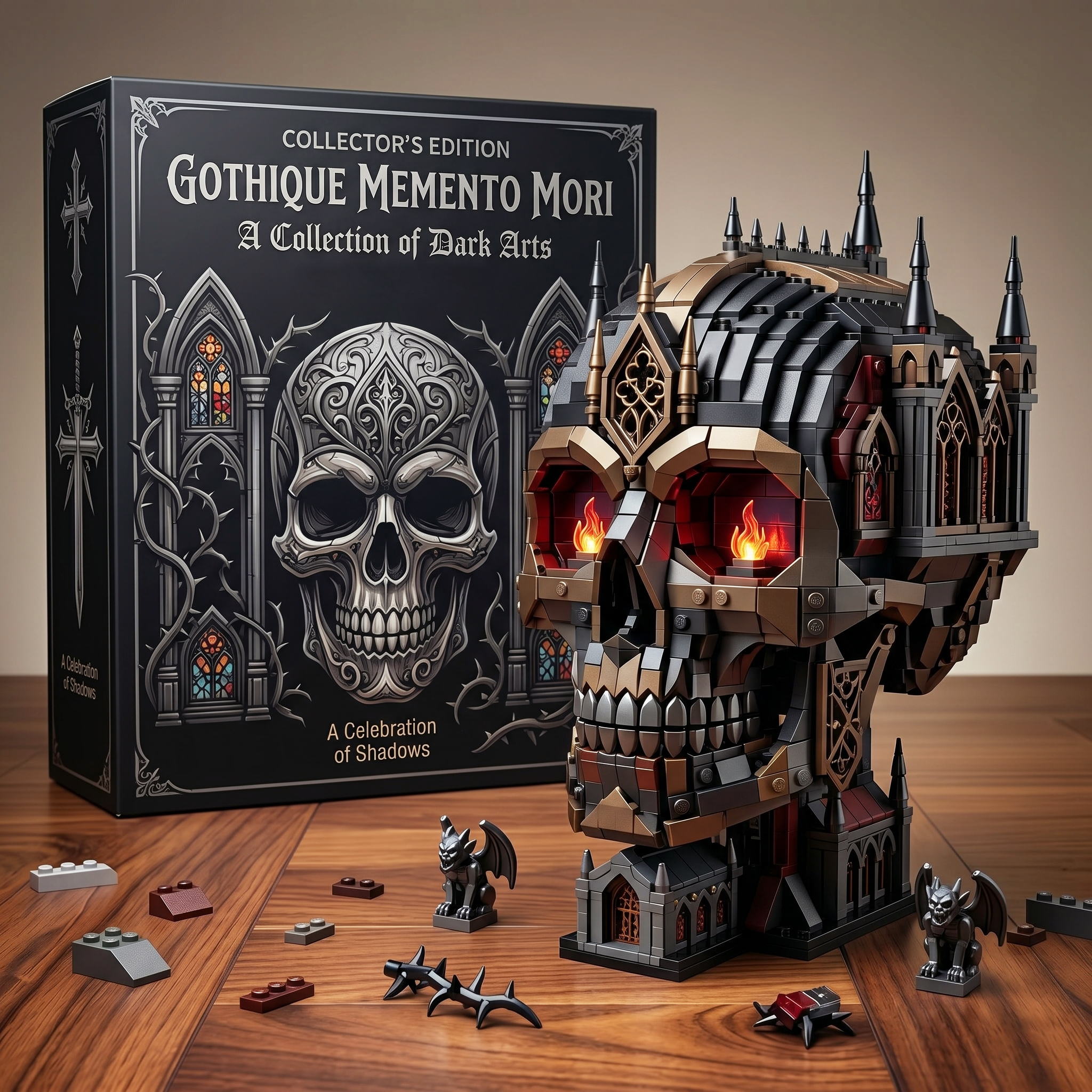Gothique Memento Mori Dark Arts Skull Building Block Set
