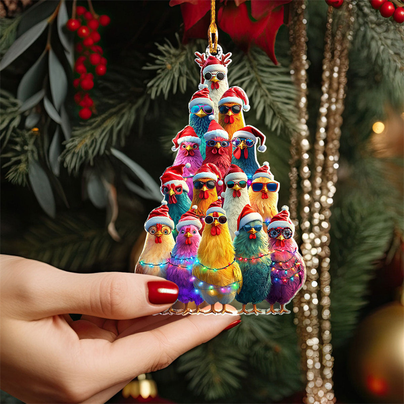 Chicken in sunglasses Ornaments