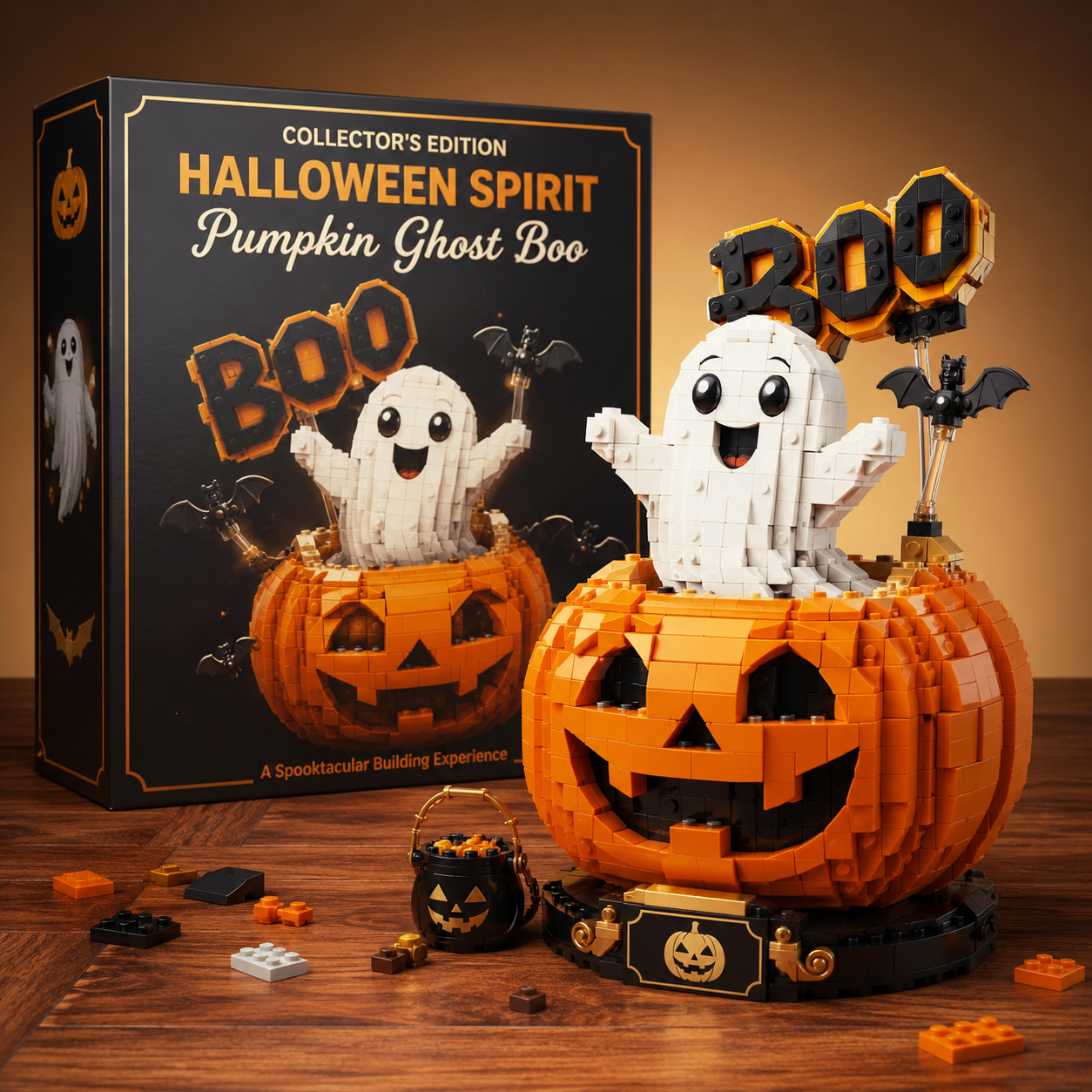 🎃 Halloween Spirit Pumpkin Ghost Boo Building Block Set 