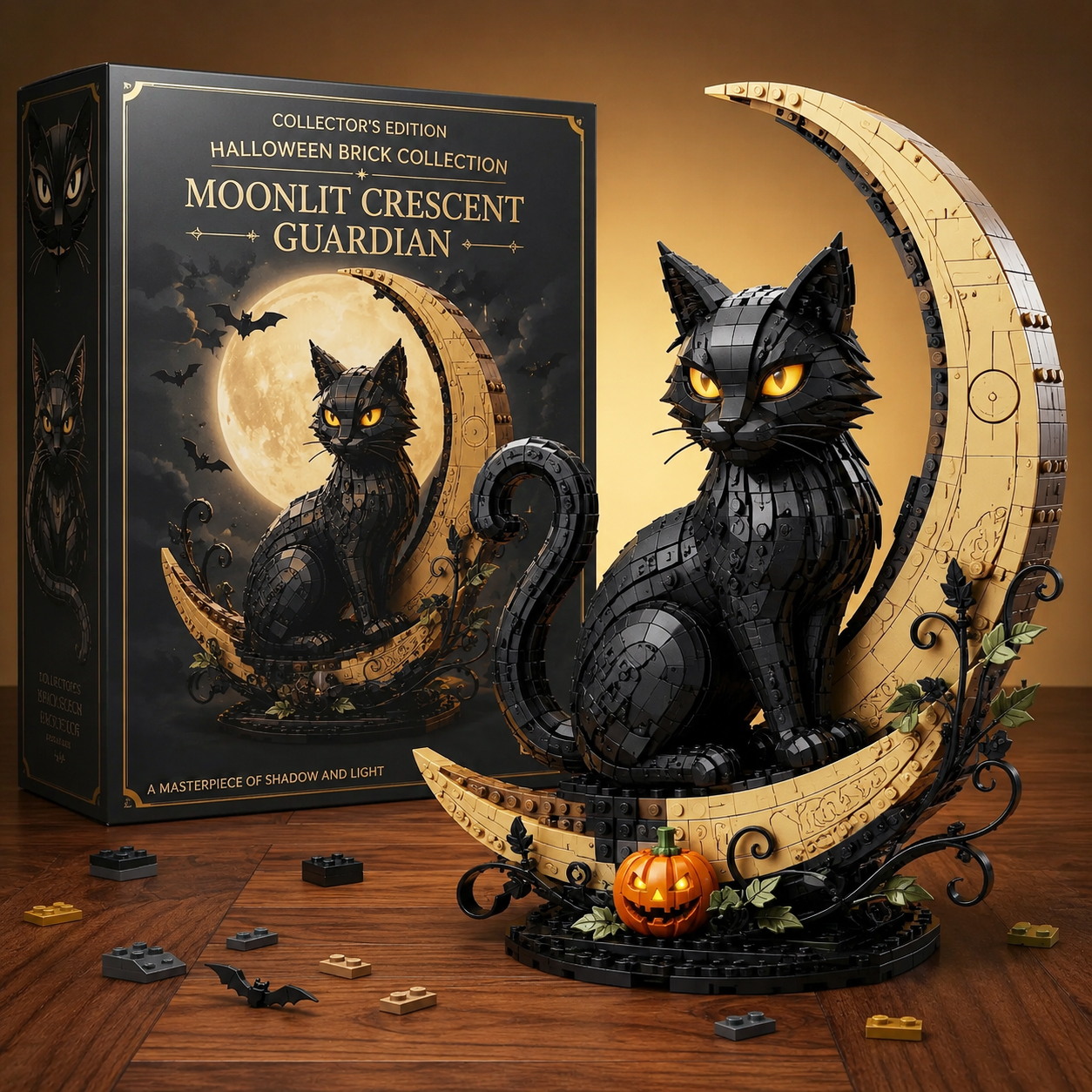 🌙 Halloween Moonlit Crescent Guardian Building Block Set