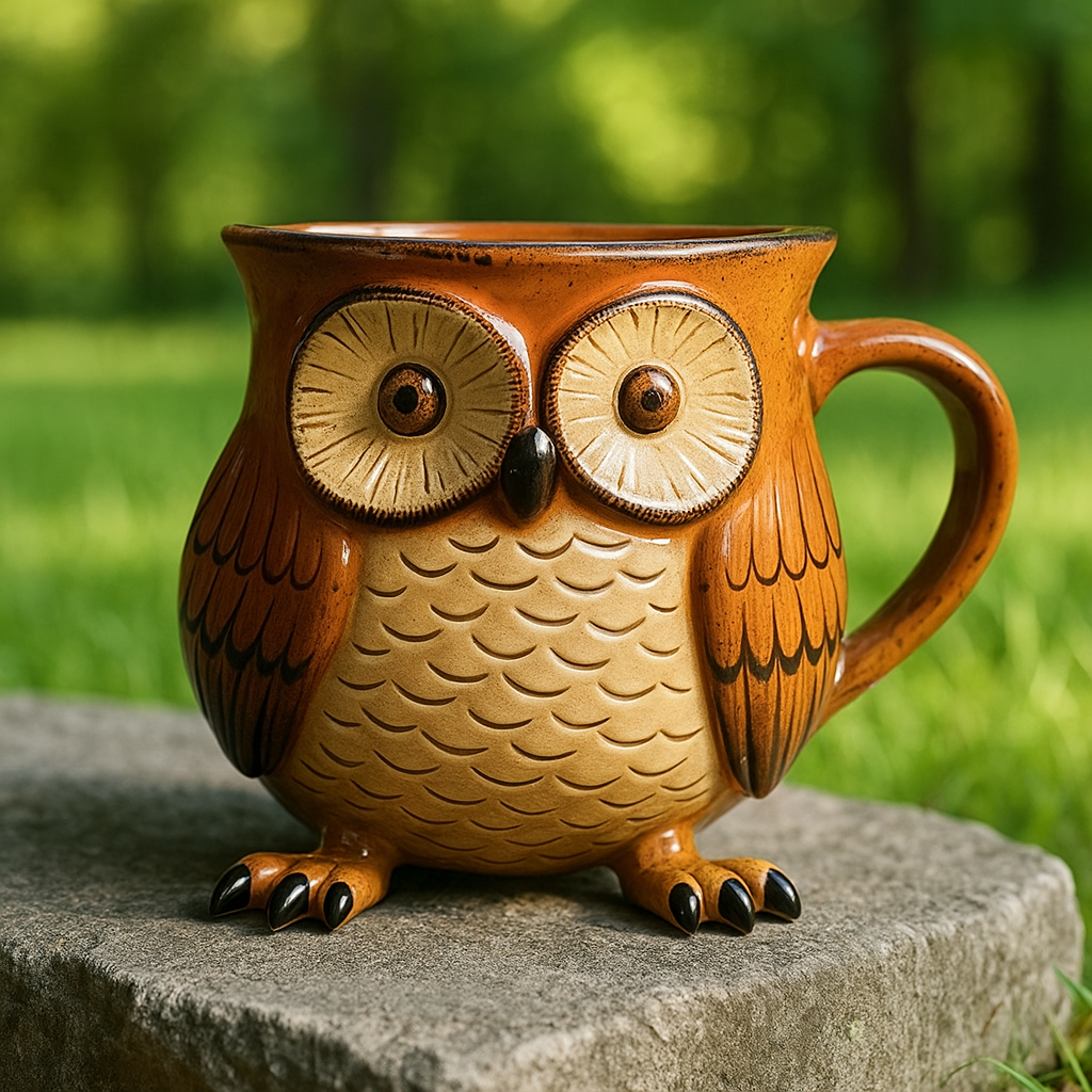 Owl mug ceramic handmade