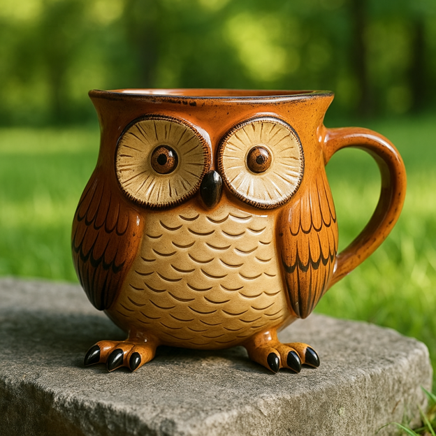 Owl mug ceramic handmade