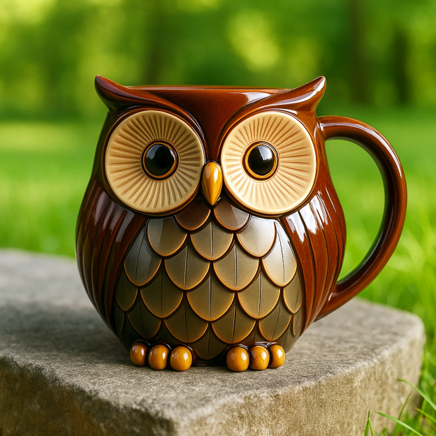 Owl mug ceramic handmade