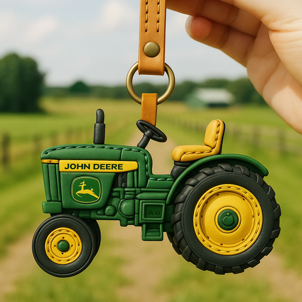 Classic tractor Colorful Patchwork Leather Keychain