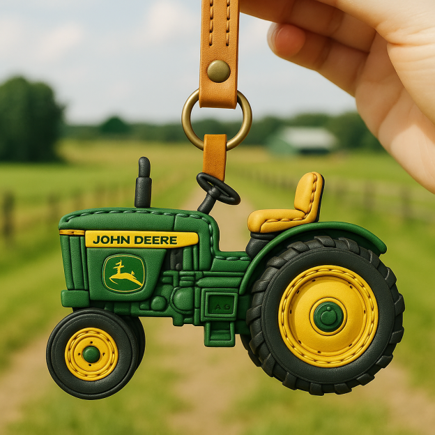 Classic tractor Colorful Patchwork Leather Keychain