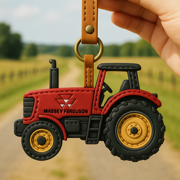 Classic tractor Colorful Patchwork Leather Keychain