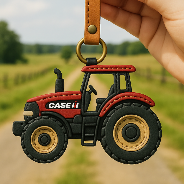 Classic tractor Colorful Patchwork Leather Keychain