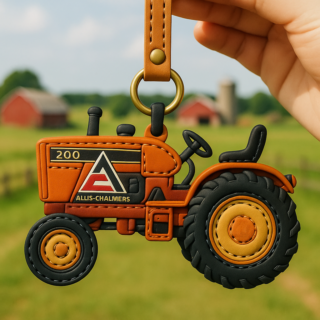 Classic tractor Colorful Patchwork Leather Keychain
