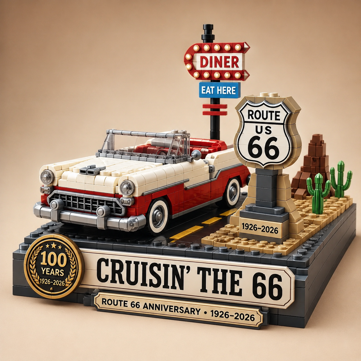🚗 Route 66 100th Anniversary Cruisin’ The 66 Building Block Set
