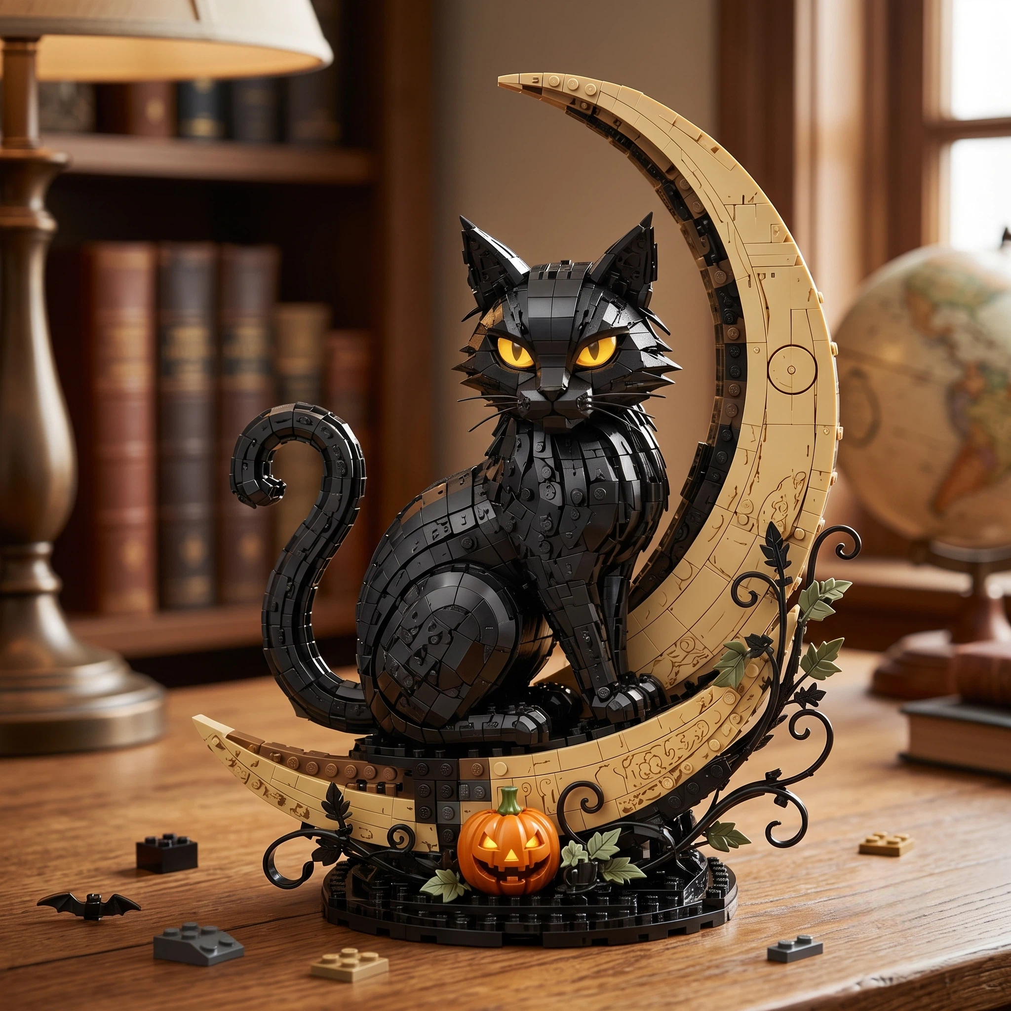 🌙 Halloween Moonlit Crescent Guardian Building Block Set
