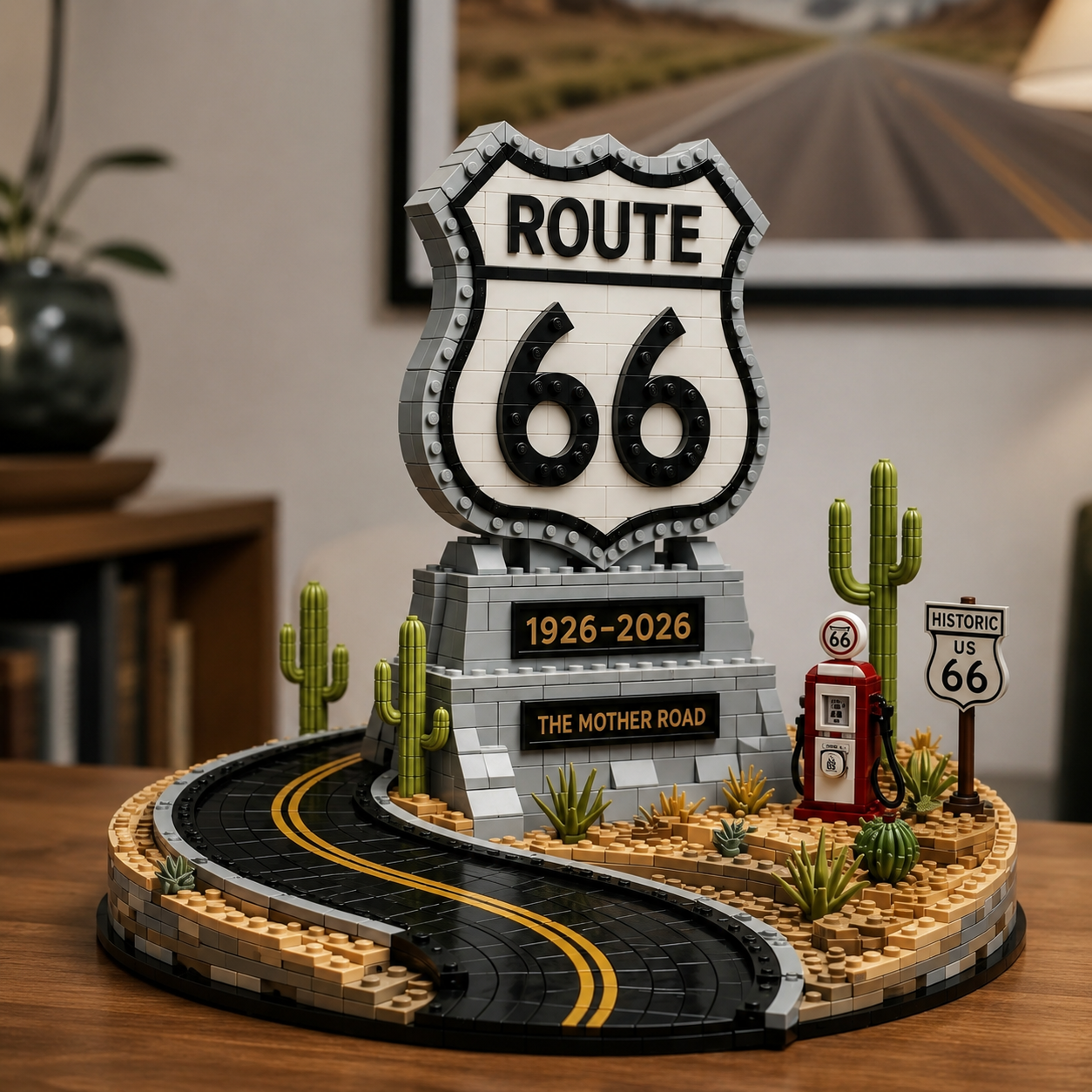 🛣️ Route 66 100th Anniversary Building Block Monument Set