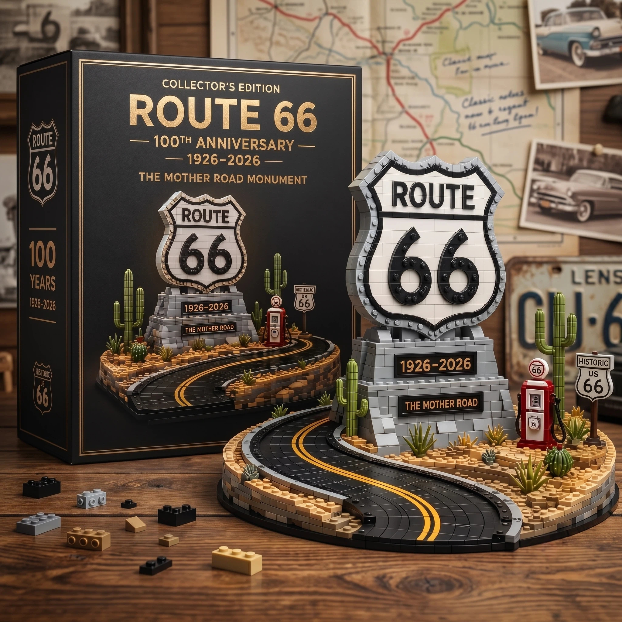 🛣️ Route 66 100th Anniversary Building Block Monument Set