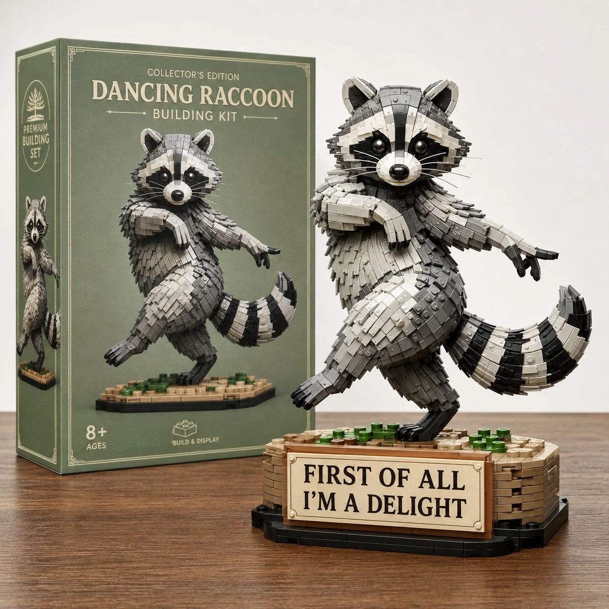 🦝 First of All, I’m A Delight Dancing Raccoon Building Block Set
