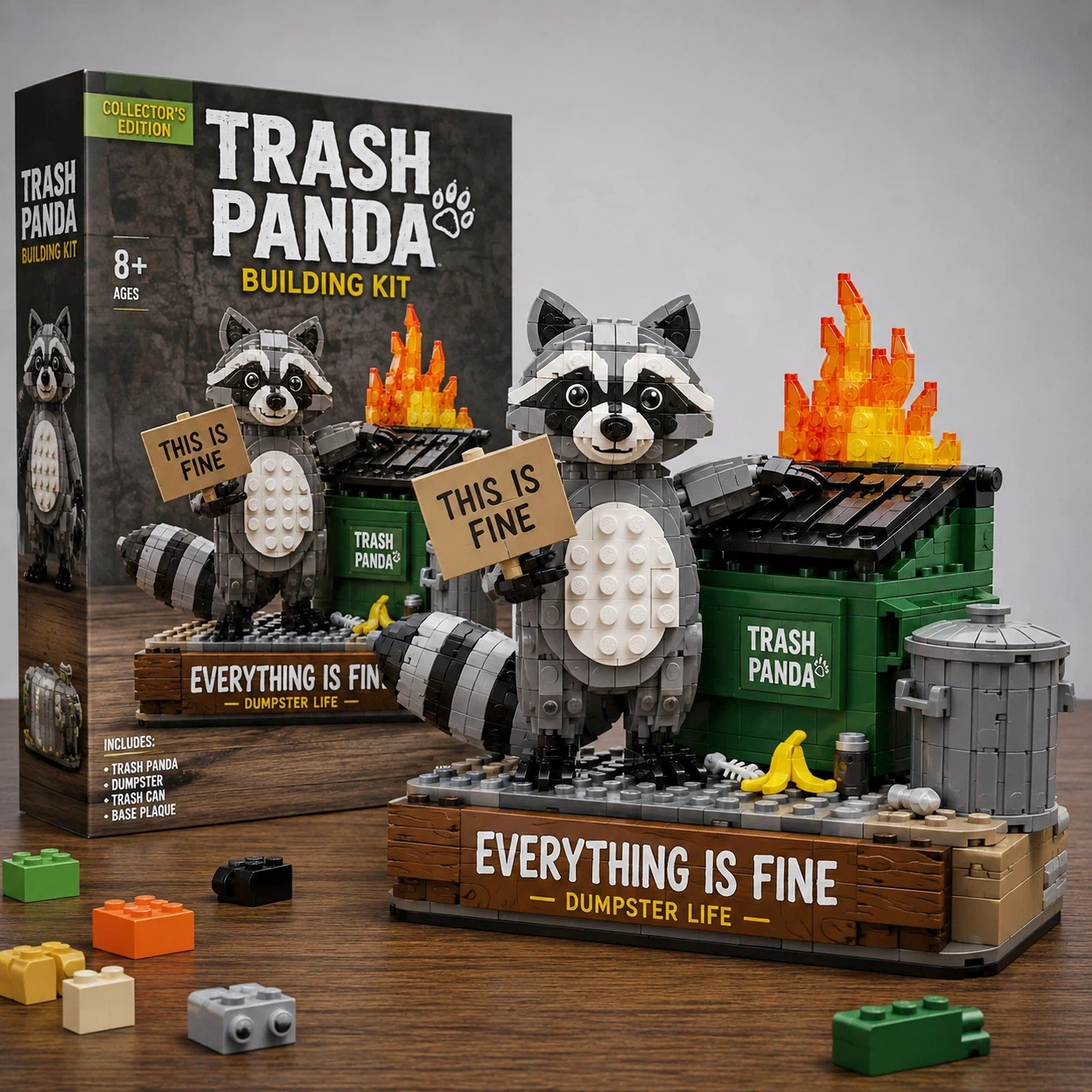 🦝 Trash Panda “Everything Is Fine” Building Block Set