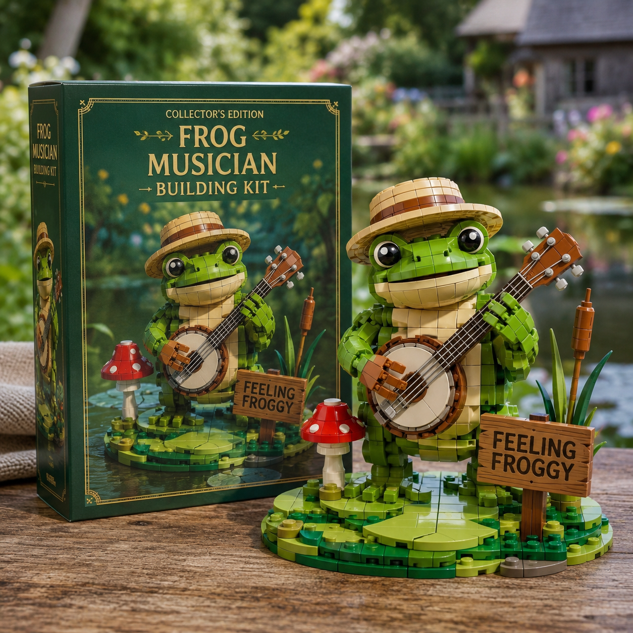 🐸 Frog Musician Garden Banjo Building Block Set