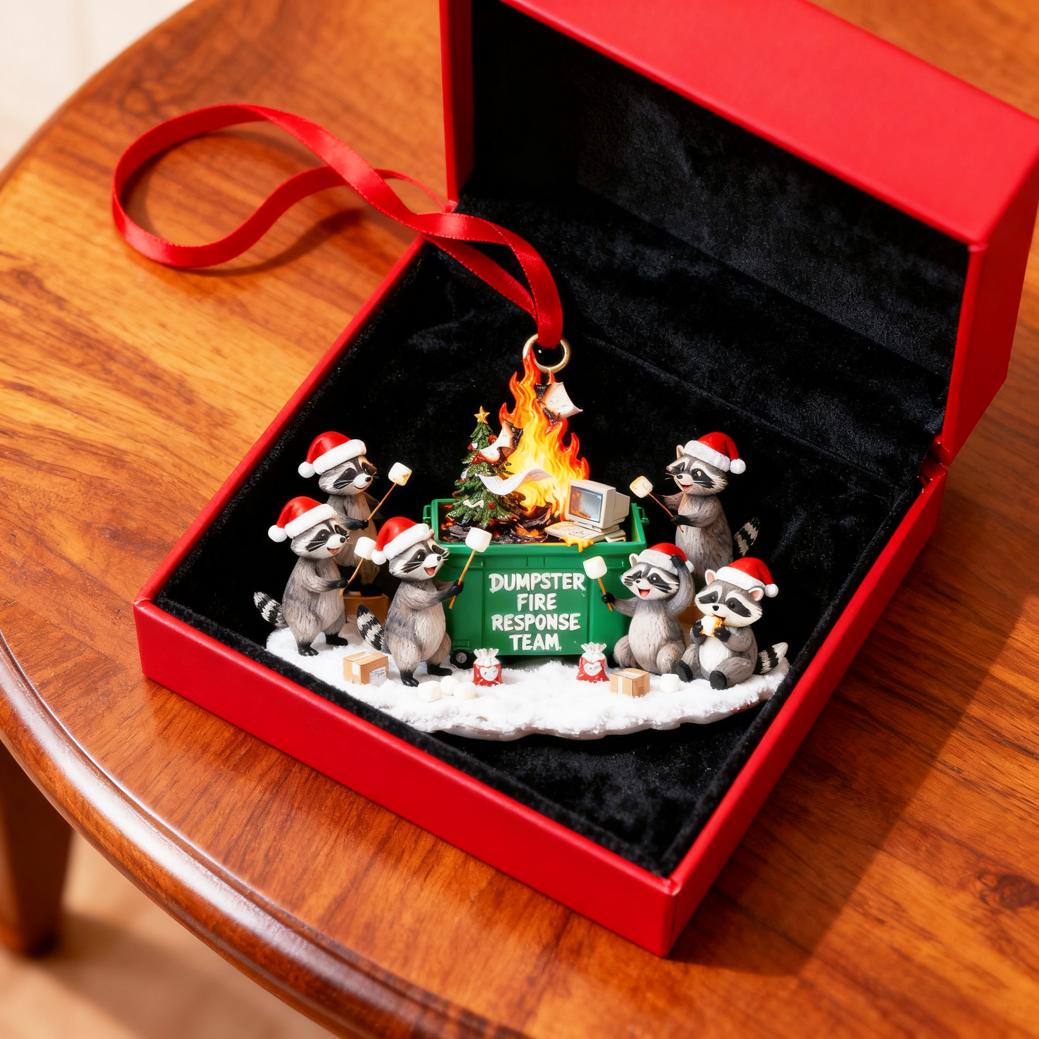 Raccoon Dumpster Fire Christmas Ornament