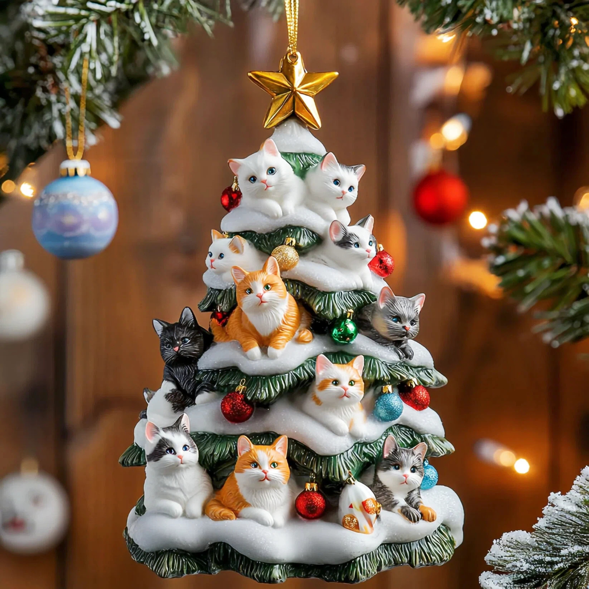 😻Snowy Cat Christmas Tree Ornament