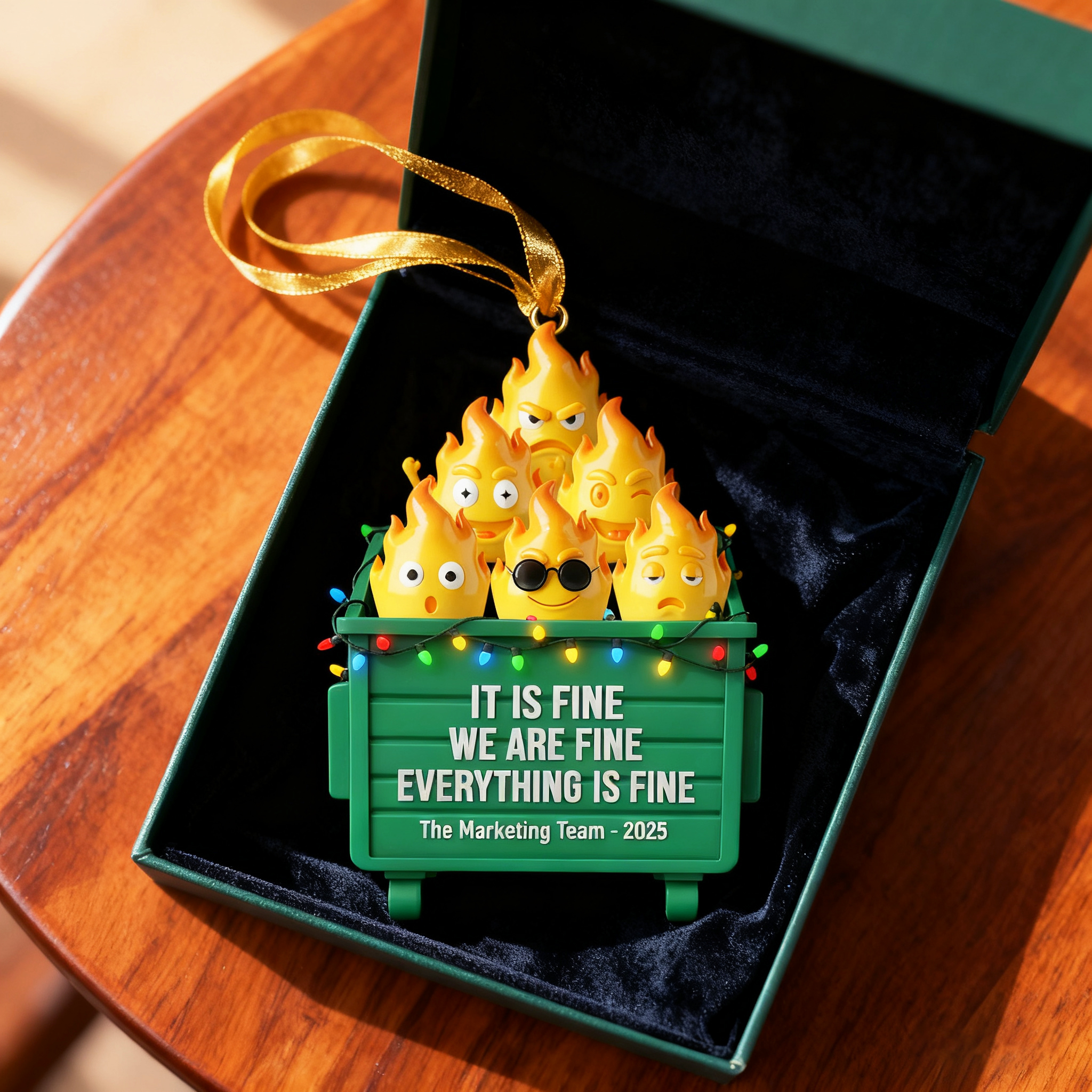 Everything Is Fine Dumpster Fire Ornament