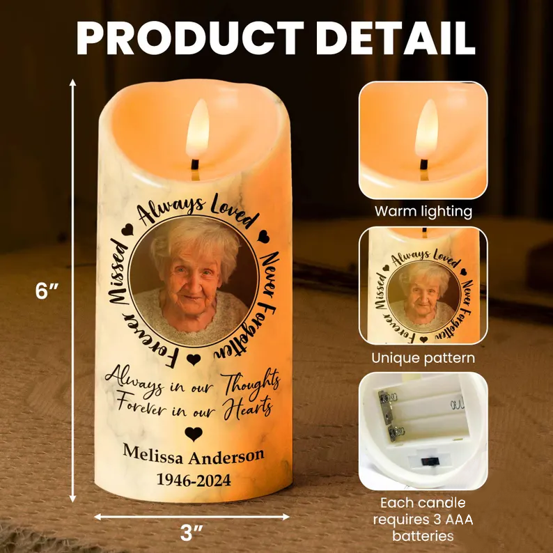 Personalized Photo Memorial LED Candle