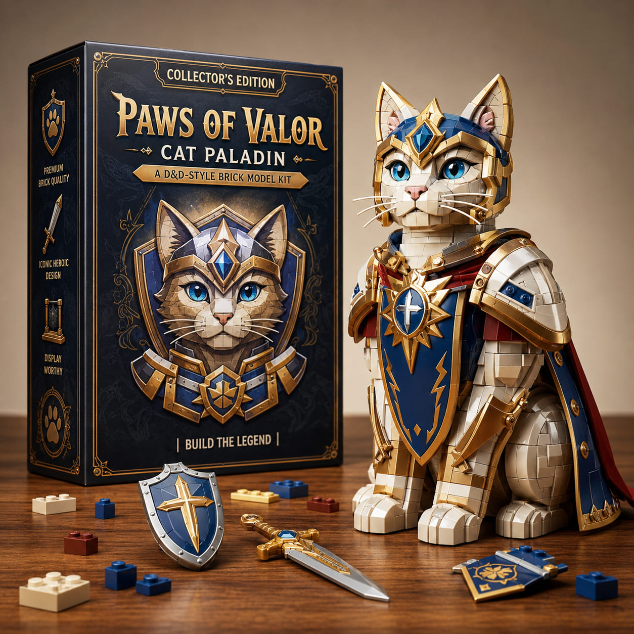 Paws of Valor Cat Paladin Fantasy RPG Building Block Set