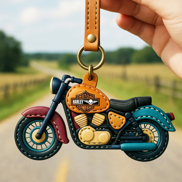 Harley Colorful Patchwork Leather Keychain