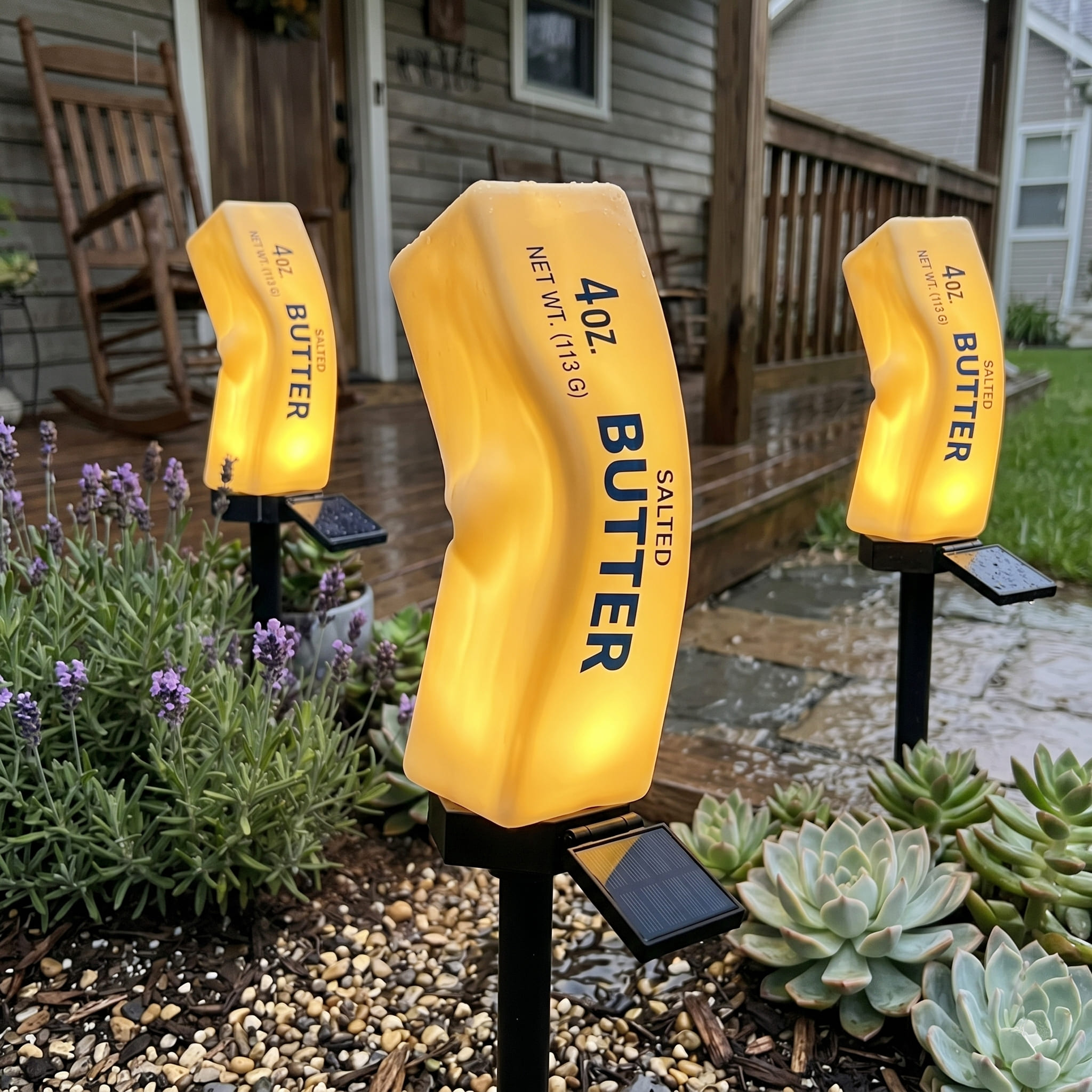 Quirky Melted Butter Stick Waterproof Solar Garden Landscape Stake Light