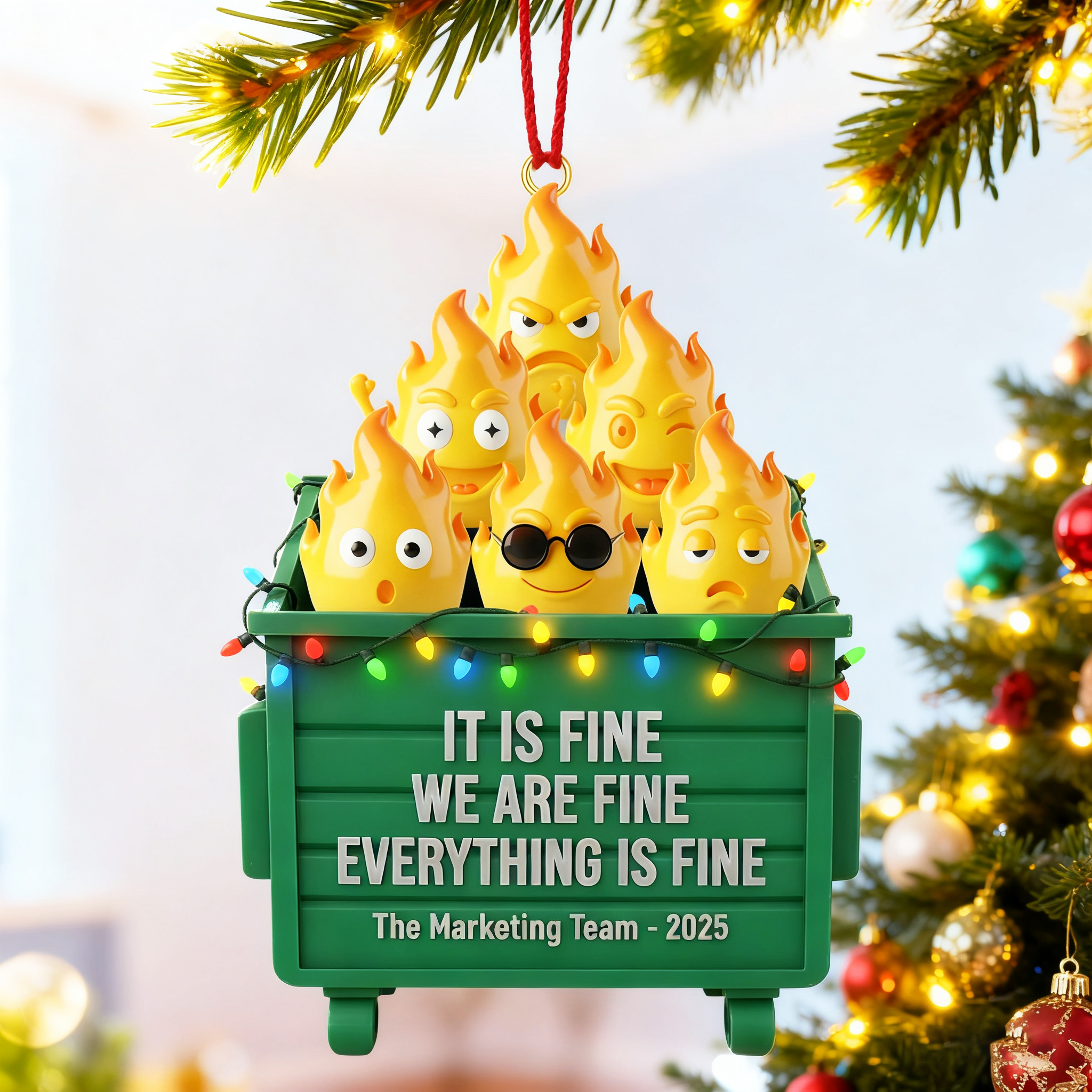 Everything Is Fine Dumpster Fire Ornament