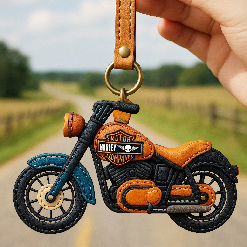 Harley Colorful Patchwork Leather Keychain