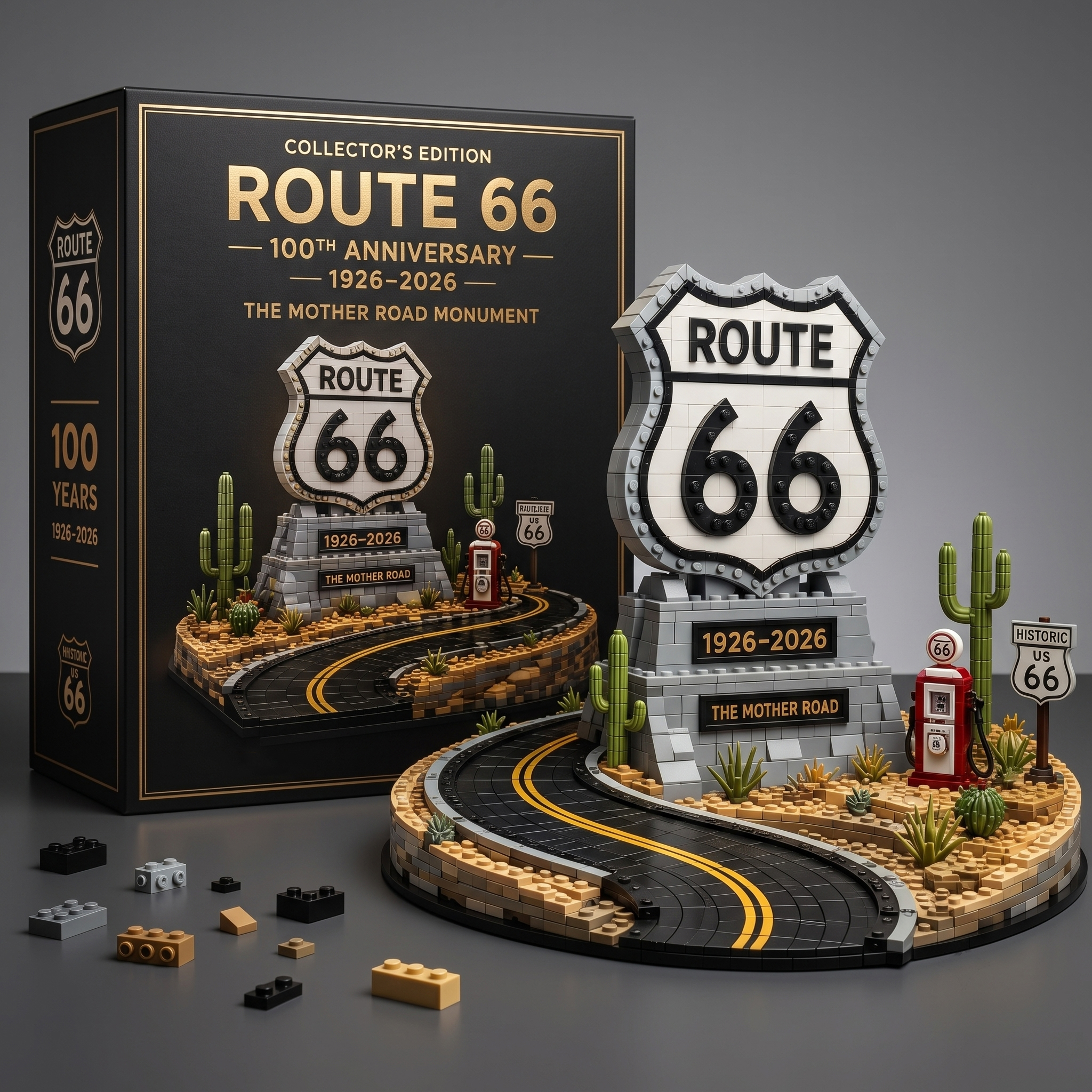 🛣️ Route 66 100th Anniversary Building Block Monument Set